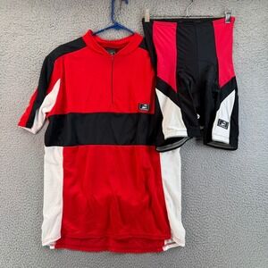 Performance Bicycle Cycling Jersey & Padded Shorts Kit Set Red Black White Men L
